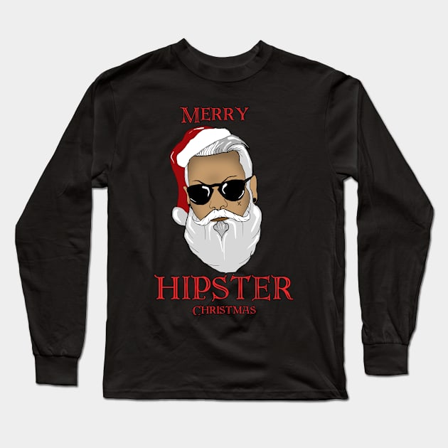 Hipster Santa Long Sleeve T-Shirt by mephobiadesigns